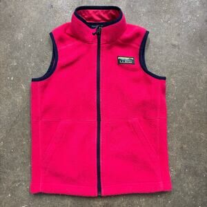 LL Bean Fleece Vest Girl’s Small Size 8 Pink Full Zip Outdoor Gorpcore